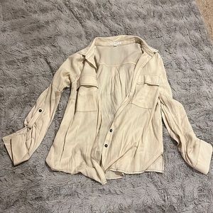 Cream button up top
